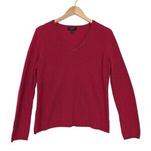 Charter Club Cashmere Sweater Womens L Red V-Neck Long Sleeve Soft Cozy‎ Classic